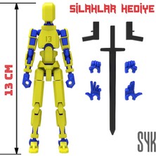 Robot 13 Dummy Sarı Mavi Tüm Eklemleri Hareketli Aksiyon Figürü Oyuncak