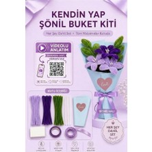 Lila Lilyum Buketi Kendin Yap (Dıy) Kiti - 65 Adet Şönil Içerir Hobi ve Hediye Seti
