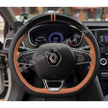 Hasakman Renault Talisman Dikme Direksiyon Kılıfı Parlak Siyah Taba Detaylı Taba Çift Yüzük ve Dikiş 2015-2022