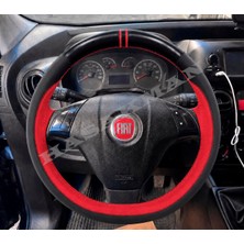 Hasakman Fiat Fiorino Dikme Direksiyon Kılıfı Parlak Siyah Kırmızı Detaylı Kırmızı Çift Yüzük ve Dikiş 2007-2016