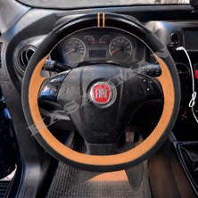 Hasakman Fiat Punto Dikme Direksiyon Kılıfı Parlak Siyah Taba Detaylı Taba Çift Yüzük ve Dikiş 2012-2018