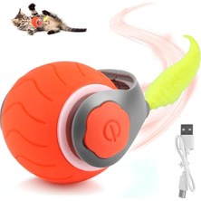 Kedi Oyuncağı Top, Elektrikli Sihirli Top, Kuyruk, Köpek, 360° Akıllı Etkileşimli Oyun Topu, Kediler Için, Etkileşimli Köpek Oyuncağı, USB ile Şarj Edilebilir, Kediler, Köpekler Için (Turuncu