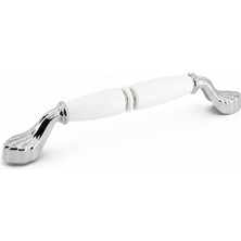 Gardenya Porselen Beyaz Krom Kulp 160 mm 16 cm Mobilya Çekmece Dolabı Dolap Kapak Kulplar Kulb Kulpu