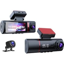 4K Ultra Hd 3 Kameralı Araç Kamerası, Wifi ve Gps Takipli, Gece Görüşlü, G-Sensörlü, Ön + Iç + Arka Kayıt