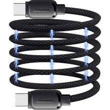 Essager USB C'den USB C'ye Şarj Kablosu 100W, Manyetik Spiral Kablo, Pd Hızlı Şarj Protokolleriyle Uyumlu, Usb2.0 480MB/S'DE Veri Aktarımını Destekler, Siyah 1m, I-Phone 15 ile Uyumlu Vb.