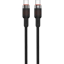 3 Metre Usb-C'den Usb-C'ye Örgülü Kablo, 60W Hızlı Şarj, Laptop/tablet/telefon ile Uyumlu, Siyah