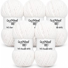 Kadife Ip, 5'li Paket 5X100 Gr. 120 Mt., Soft Chenille BULKY%100 Mikro Polyester, Amigurumi, Oyuncak, Bebek Battaniyesi, Yumuşak, Lüks & Canlı Renkler, 1001-OPTIK Beyaz