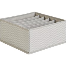 Ocean Home Textile 6 Bölmeli Gri Balıksırtı Çekmece Içi Düzenleyici Kutu 28 x 28 x 13 cm