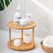 Porsima M9263-35 360° Döner Standlı Bambu Sunumluk Organizer-2 Katlı Baharatlık Düzenleyici Stand