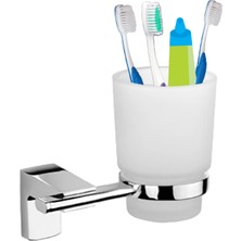 BADEM10 Metal Diş Fırçalık Vidalı Askı Banyo Lavabo Diş Fırçası Stand Kabı Kutusu Hazneli Krom