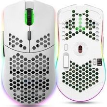Valkyrie Kablosuz Petek Tasarım Şarjlı Gaming Mouse – Rgb Aydınlatmalı 3200 Dpı Ultra Hafif Beyaz