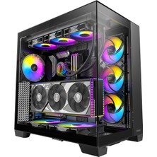 Antec C8 Argb, 2x Tqr 160MM ve 1x Tq 140MM Argb Pwm Fanlar Dahil,çift Odacıklı Düzen, Tip-C, 360MM Radyatör Desteği, Dikişsiz Tg Ön ve Yan Paneller, Rtx 40 Uyumlu, Tam Kule E-Atx Pc Kasası