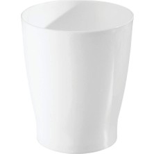 Idesign Banyo, Yatak Odası, Ev Ofis, Yurt Için Kompakt Yuvarlak Plastik Çöp Kovası, 19,6 cm x 19,6 cm x 23,1 Cm, Franklin Koleksiyonu, Beyaz