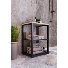 Intergo, Metal Ayaklı Dekoratif Tel Raflı Banyo Rafı, Traverten, Br1