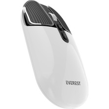 Everest SM-620 2in1 Bluetooth+2,4ghz Şarjlı Metalik Süper Sessiz Mobil-Tv-Pc Destekli Kablosuz Mouse (Beyaz)