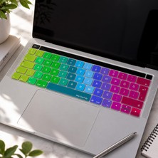 Mcstorey MacBook Pro Touch Bar Klavye Koruyucu Türkçe Q Baskılı Silikon Keyboard Cover 13-15 Inç Uyumlu A1706 A1989 A2159 A1707 A1990 | Uk Iso Ters L Enter Pembe Yeşil