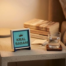 Kral Babam Yazılı Modern Hediye, Ev ve Ofis Için Taç Tasarımlı 10X10 cm Minyatür Dekoratif Obje