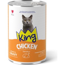 King Sos Içinde Et Parçacıklı Tavuklu Yetişkin Kedi Konserve Maması 400G