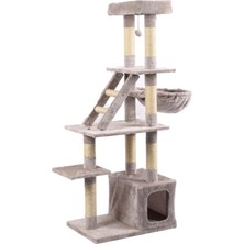Tommy Çok Katlı Lüks Kedi 60X40X148 Evli Tırmalama Gri