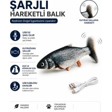 Catnipli USB Şarjlı Kuyruk Sallayan Hareketli Balık Kedi Oyuncağı, Interaktif Peluş Kedi Oyuncağı, Kedilerin Takip Etme, Yakalama ve Avlanma Içgüdüsünü Destekleyen Eğlenceli Oyun Arkadaşı
