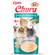 Inaba Ciao Churu Cream Tavuklu ve Yengeçli Sıvı Kedi Ödül Maması 14 gr 4 Adet