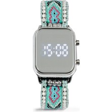 Twist Beaded Strap Digital Wrist Watch
