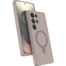 Trend Kapında Samsung Galaxy S25 Ultra Regal Magsafe Standlı Kapak - Çöl Titanyum