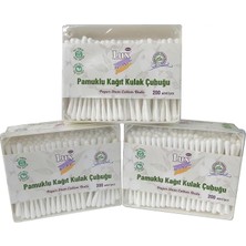 Pamuklu Kağıt Kulak Çubuğu, 3 Paket, Toplam 600 Adet