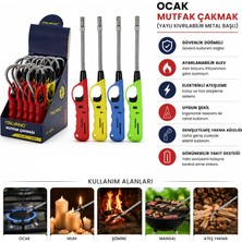 Akıllı Durak Yaylı Ocak Mutfak Çakmağı - Kıvrılabilir Metal Başlı - Karışık Renkler - 1 Adet