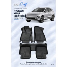 Otocraft Hyundai Kona Elektrikli (2024-2026) Araca Özel Deluxrider Lüks Havuzlu Paspas Tam Set 3 Parça