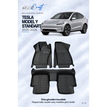 Otocraft Tesla Model Y Standart (2025-2026) Araca Özel Deluxrider Lüks Havuzlu Paspas Tam Set 3 Parça