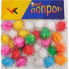 Muka Mini Ponpon Simli 2 cm 60 Adet Karışık Renk
