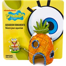 Penn-Plax Sünger Bob ve Ananas Evi Akvaryum Süsü | 2 Parça Set | Tatlı Veya Alt Su Tankları Için Harika