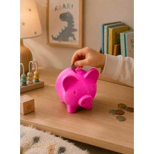 Pembe Domuz Kumbara, Çocuklar Için Para Biriktirme Kutusu, Pembe, 13 x 12 x 11 cm | Pla 3D Baskı