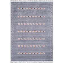 Tembel Gri Madalyon Modern Geometrik Etnik Desenli Boho Makinada Yıkanabilir Hafif Hav Toz Vermez Leke Tutmaz Kaymaz Taban Dijital Makine Baskı Halı Oturma Odası Salon Yolluk Koridor Mutfak Halısı