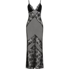 Victoria's Secret Chiffon & Rose-Print Lace-Detail Long Cami Nightgown
