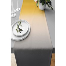 Pelangi Sarı Gri Desen Leke Tutmaz Kumaş Salon Mutfak Masa Değişik Ranır Modelleri Runner, Gri-Sarı 40 x 140
