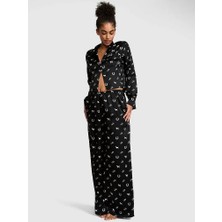 Victoria's Secret Grw Pınk™ Satin Long-Sleeve Top And Bottoms Pajama Set