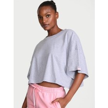 Victoria's Secret Logo Cotton Oversized Crop T-Shirt
