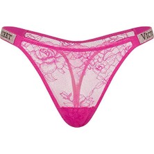 Victoria's Secret Shimmer Strappy Rose Lace Panty