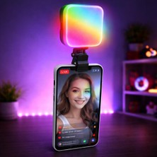 Coverzone Klipsli Rgb LED Dolgu Işığı, Type-C Şarjlı, Dahili Bataryalı, 4W Güç, 125 Lumen Parlaklık, Ra≥90 Crı, Telefon Tablet Laptop Uyumlu Taşınabilir Clip Fill Light | Mj-07