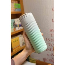304 L Çelik 500 Ml. Yeşil Beyaz Degrade El Termos Mug CIN917YS