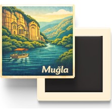 Muğla - Dalyan - Baskılı Buzdolap Magneti Kare - 9x9 cm