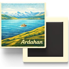 Ardahan - Çıldır Gölü - Baskılı Buzdolap Magneti Kare - 9x9 cm