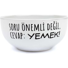 Palto Tasarım Soru Önemli Değil, Cevap: Yemek! Beyaz Seramik Kase - Hediye Seramik Kase