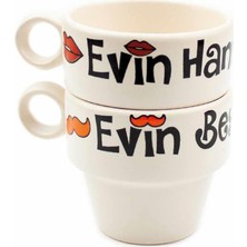 Evin Hanımı & Evin Beyi 2'li Espresso Bardak Seti - Hediye Seramik Fincan