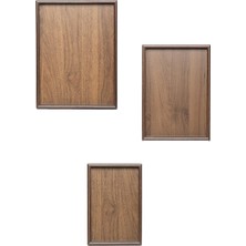 Porsima 130105044 Ahşap Tepsi 3lü Set Çay Kahve Bambu Sunumu Tepsi Seti