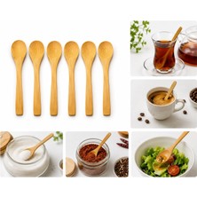 Kaşık Seti Doğal Bambu Mini Ahşap Servis ve Karıştırma Kaşığı – Baharat, Bal, Reçel, Sos, Tatlı ve Kahve Için 6 Adet, Kahverengi