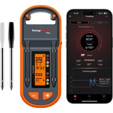 Thermopro TP972 Twin Tempspike Plus Mobil Uygulama ve Ekran Kontrollü, 182M Menzilli Çift Problu Tam Kablosuz Profesyonel Et Termometresi