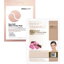 Dermal 3 Katmanlı Rose Gold Göz Maskesi ve Pürüzsüzleştirici, Onarıcı, Sıkılaştırıcı Arı Zehri Özlü Kolajen